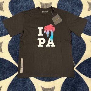 Palm Angels I Love PA Palm Tree Black T-Shirt Size Large
